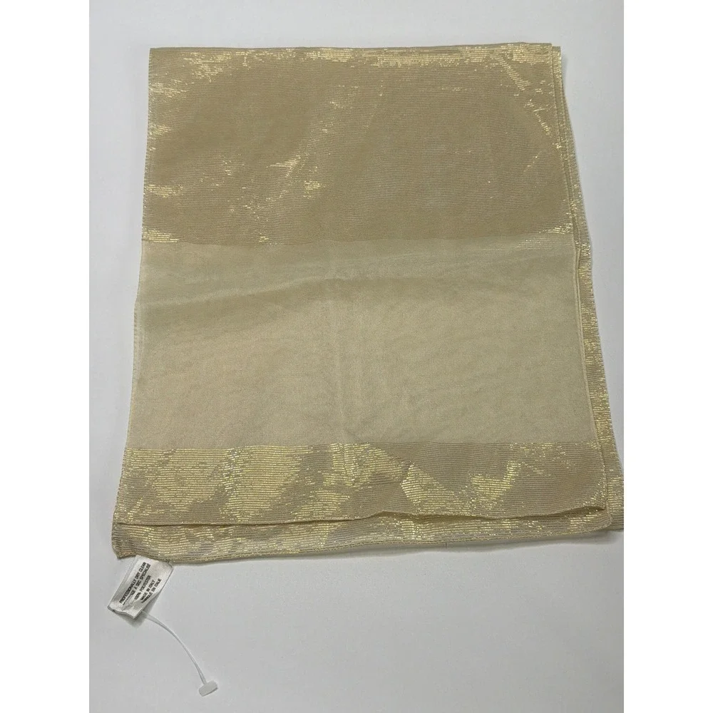 Runway Gold Metallic Sheer Striped Scarf Made in‎ Italy 13x60 16-0-050